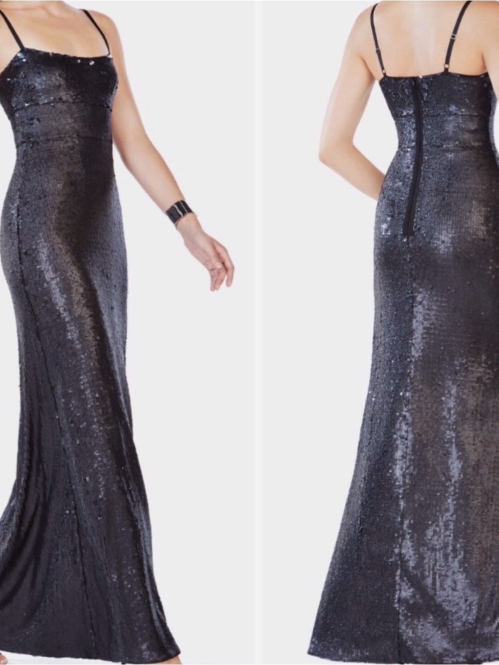 BCBGMaxAzria Black Sequin Maxi Dress